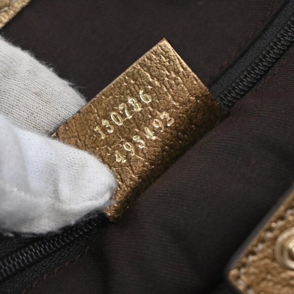 GUCCI Logo GG Pattern Shoulder Tote Bag Canvas Leather Brown Gold Italy 82EF170 - Picture 16 of 16